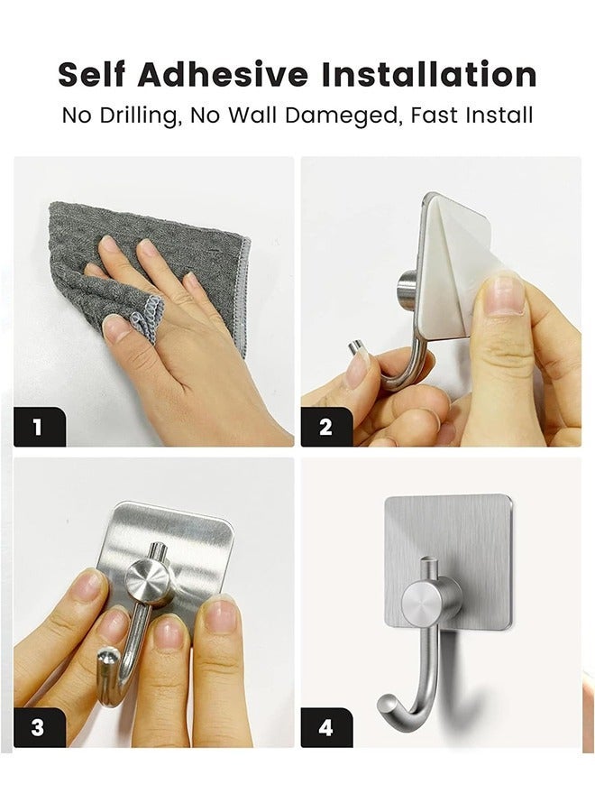 Yoawllty Wall Hook for Wreath Hanging, Waterproof Wall Hanger, Heavy Duty Towel Hook for Hanging Coat, Hat, Key, Clothes, Wall Hook Mount for Kitchen, Bathroom, Office（Silver) - Image 2